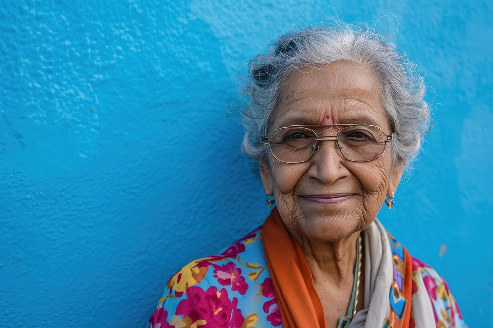 Senior indian american woman portrait glasses adult.