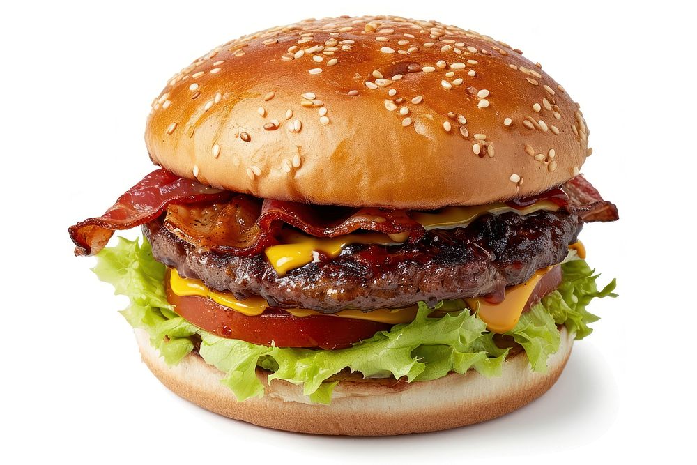 Photo of tocino burger food white background hamburger.