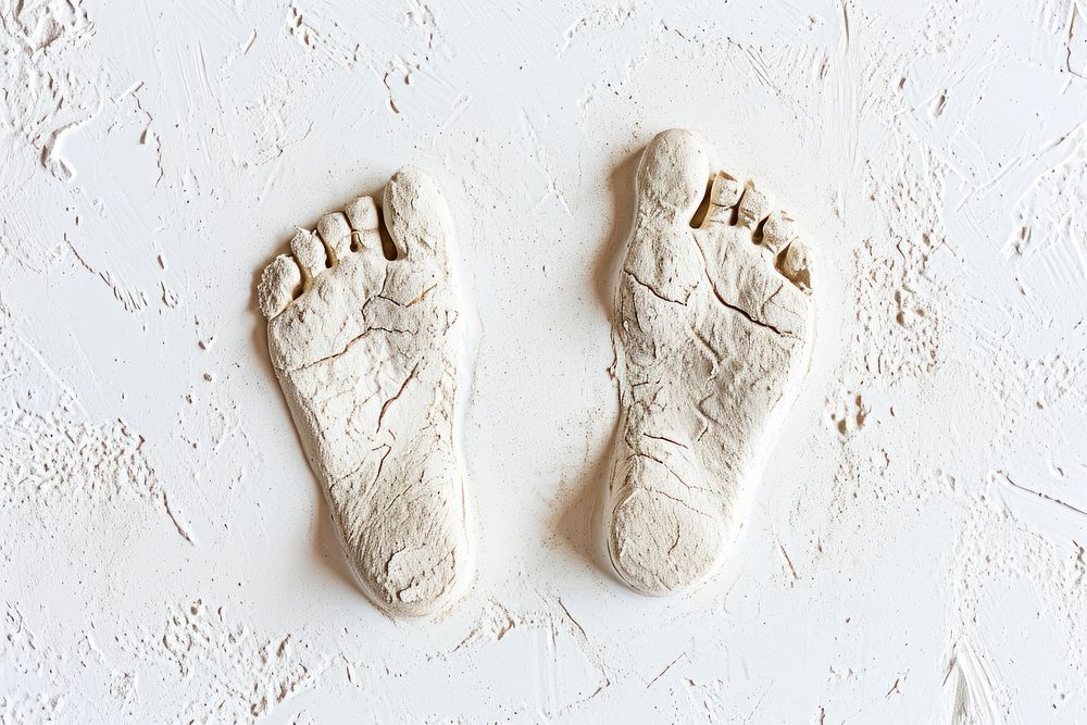 Featuring left and right foot imprints of a human on a white background footprint footwear clothing.