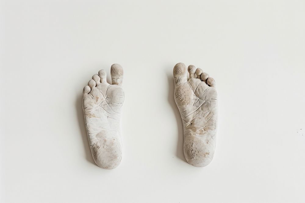 Featuring left and right foot imprints of a human on a white background footwear barefoot clothing.