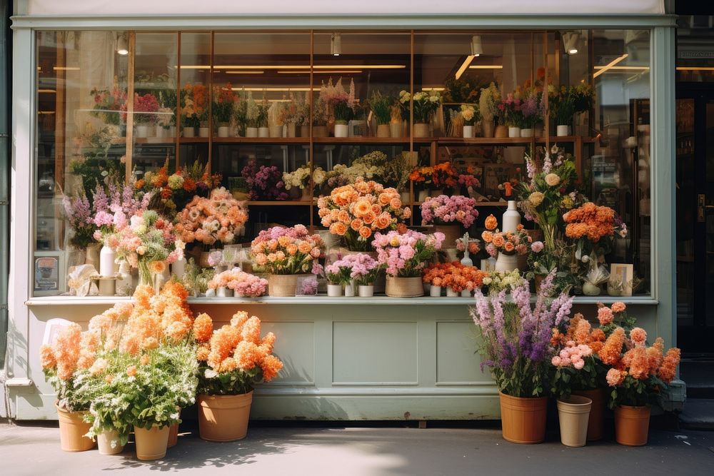 Flower shop street store plant. AI generated Image by rawpixel.