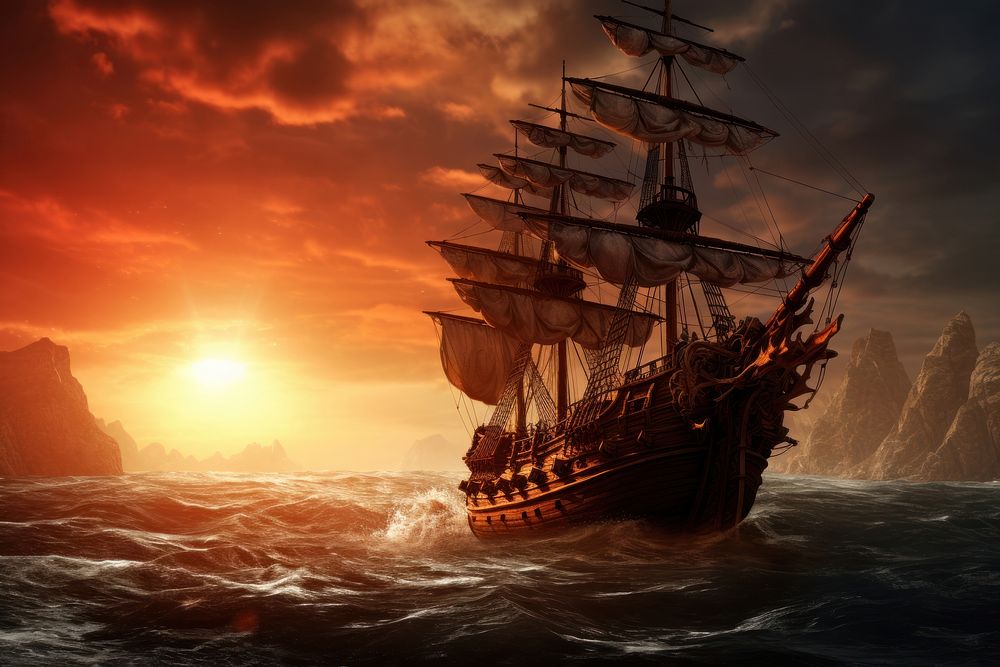 Pirate ship background sailboat outdoors vehicle.