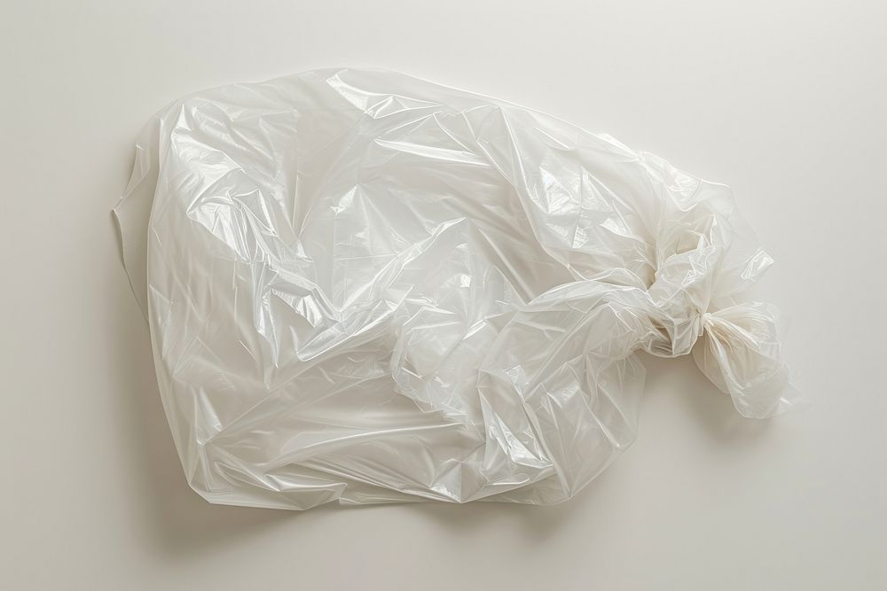 Plastic wrapping over a bag white crumpled hygiene.