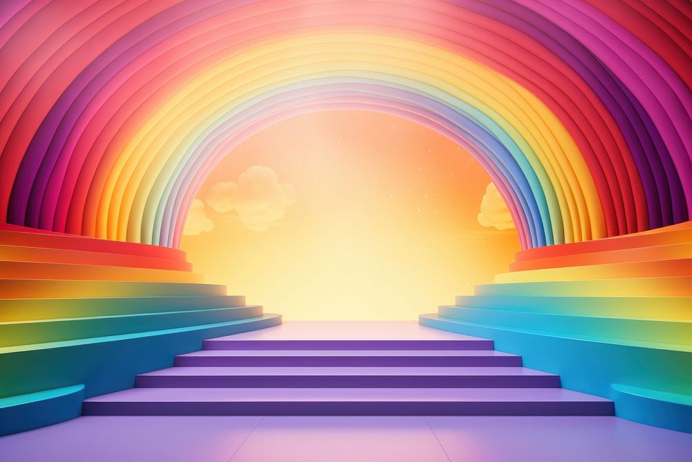 Rainbow 3d background architecture backgrounds staircase.