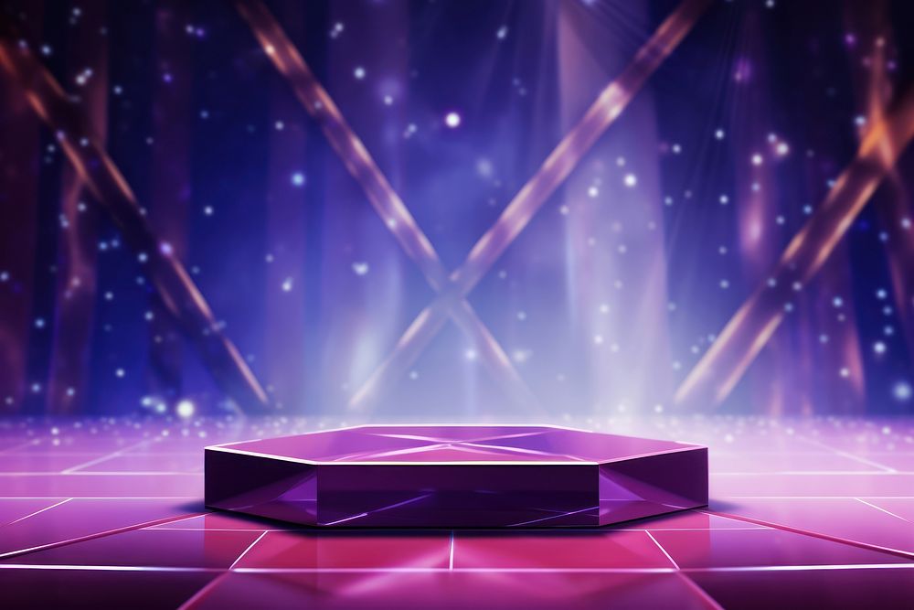 Diamond background purple light stage.