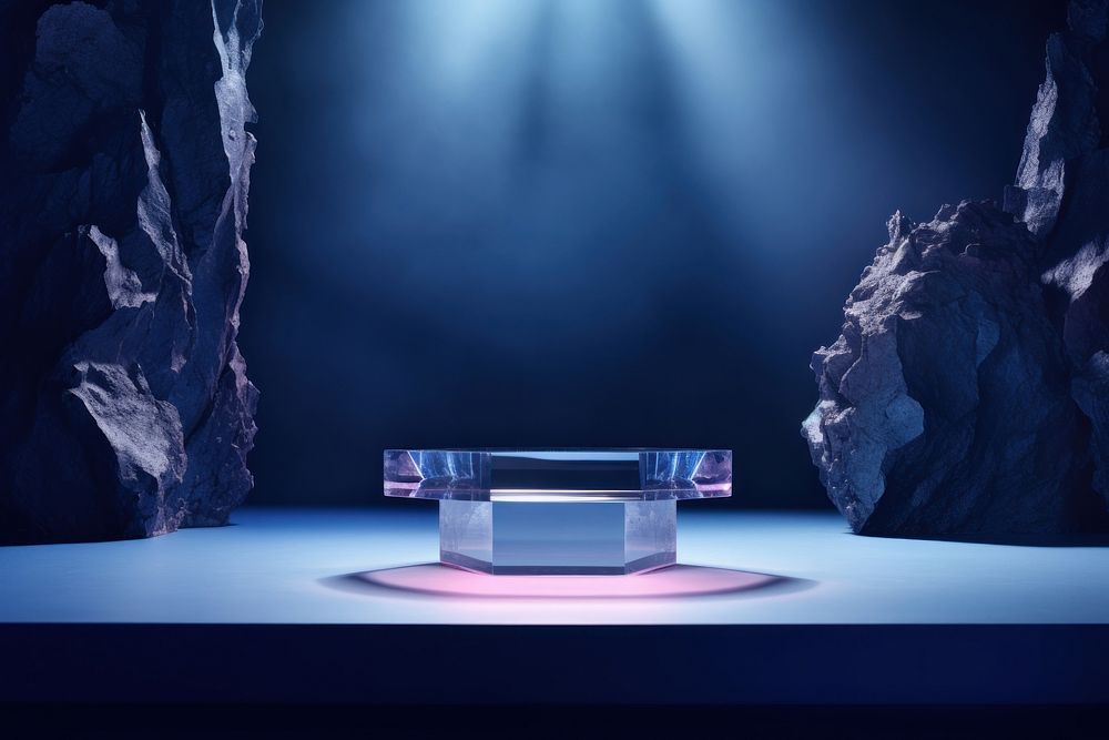Floating 3d crystal lighting stage screenshot.