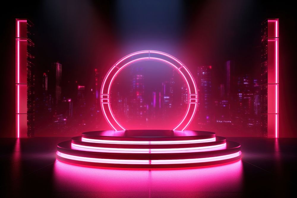 Neon background lighting stage architecture.