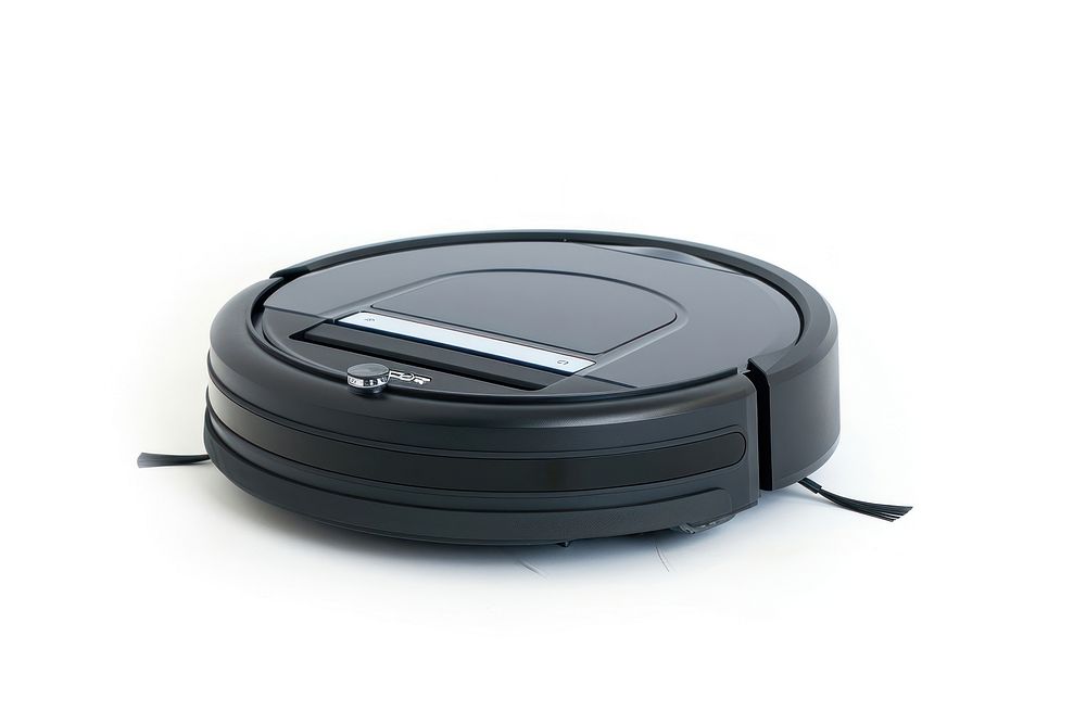 Robot vacuum cleaner white background technology appliance.