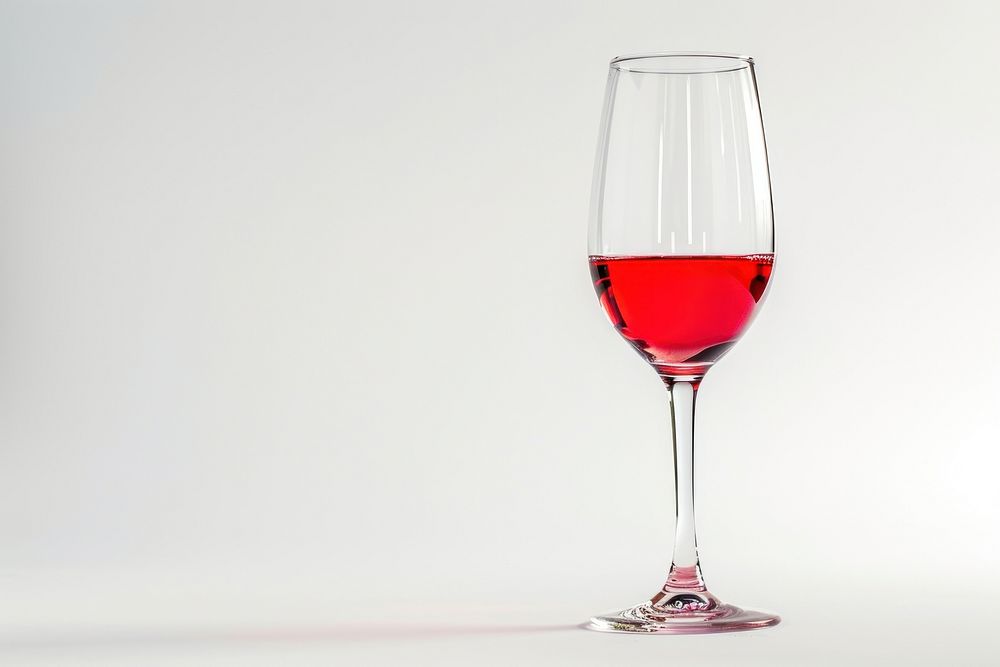 Empty wine glass drink red white background.