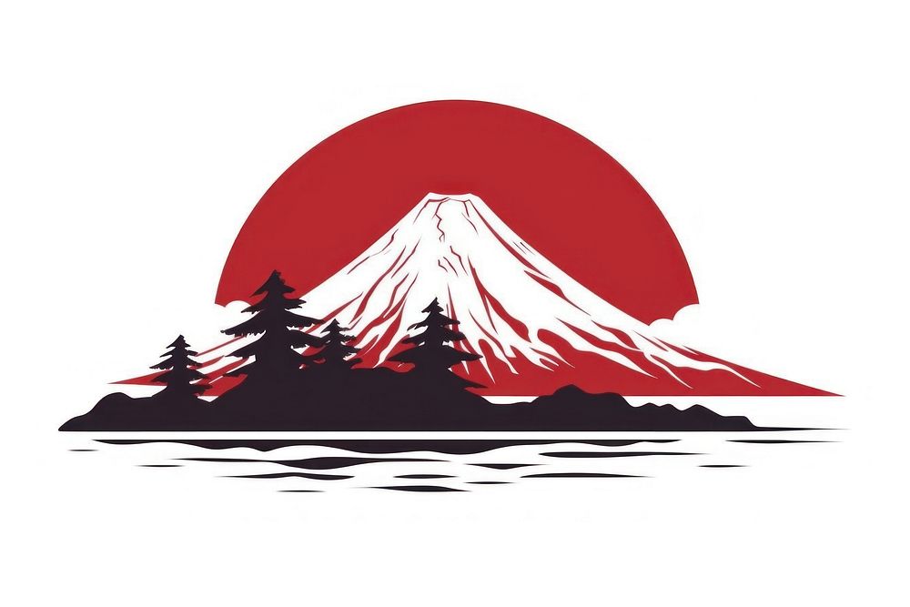 Red fuji mountain icon silhouette volcano nature. AI generated Image by rawpixel.