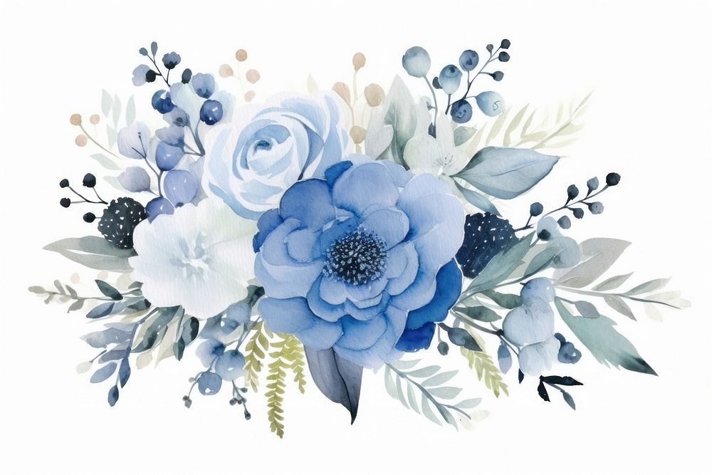 Blue bouquet pattern flower plant. AI generated Image by rawpixel.