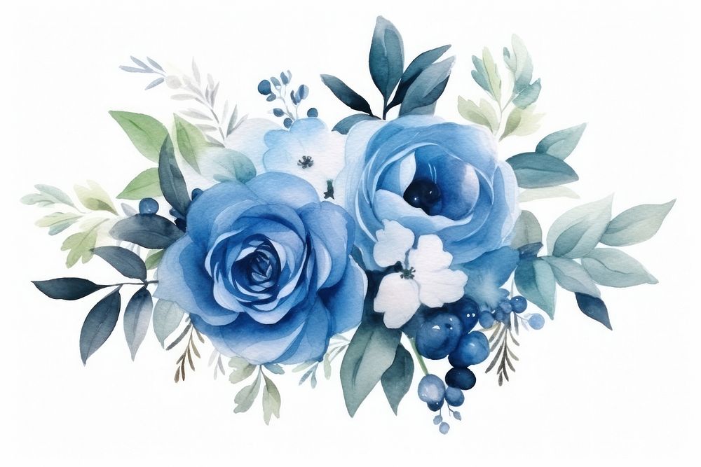 Blue bouquet pattern flower plant. AI generated Image by rawpixel.