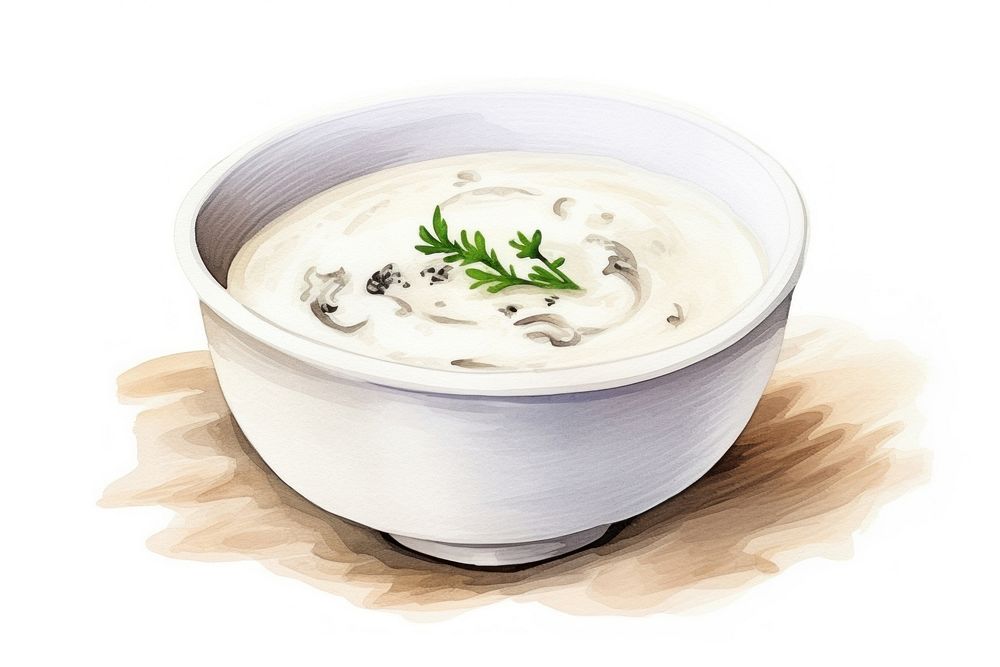 Creamy mushroom soup food bowl dish. AI generated Image by rawpixel.