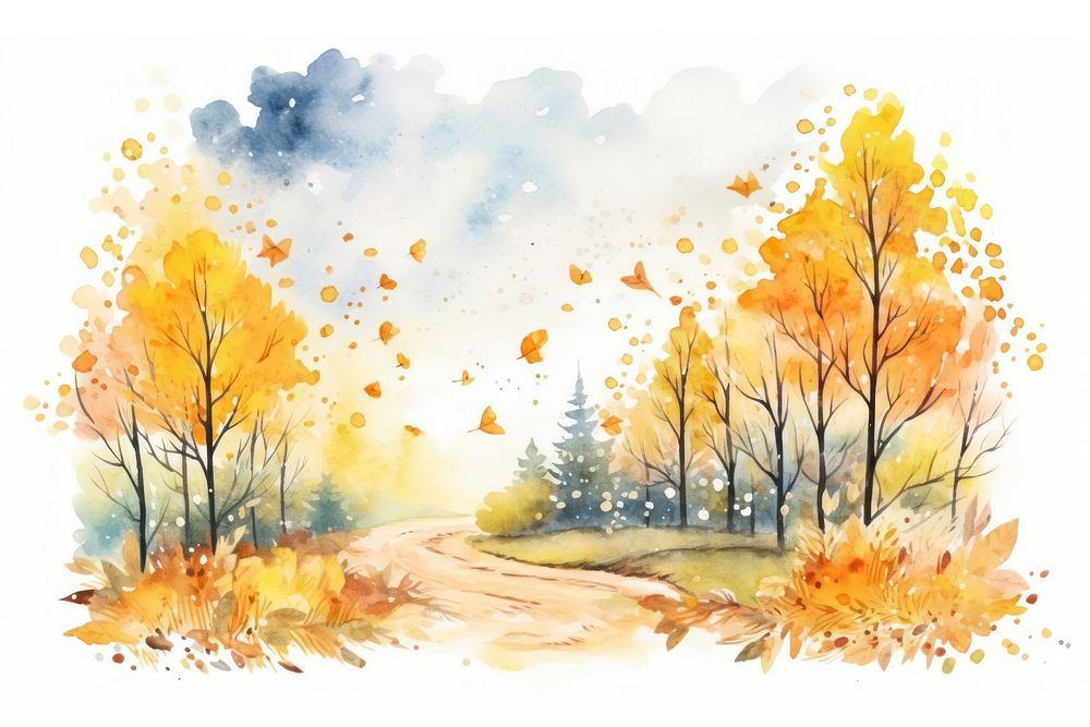 Autumn forest outdoors painting nature.