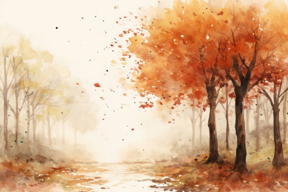 Autumn forest outdoors painting nature.