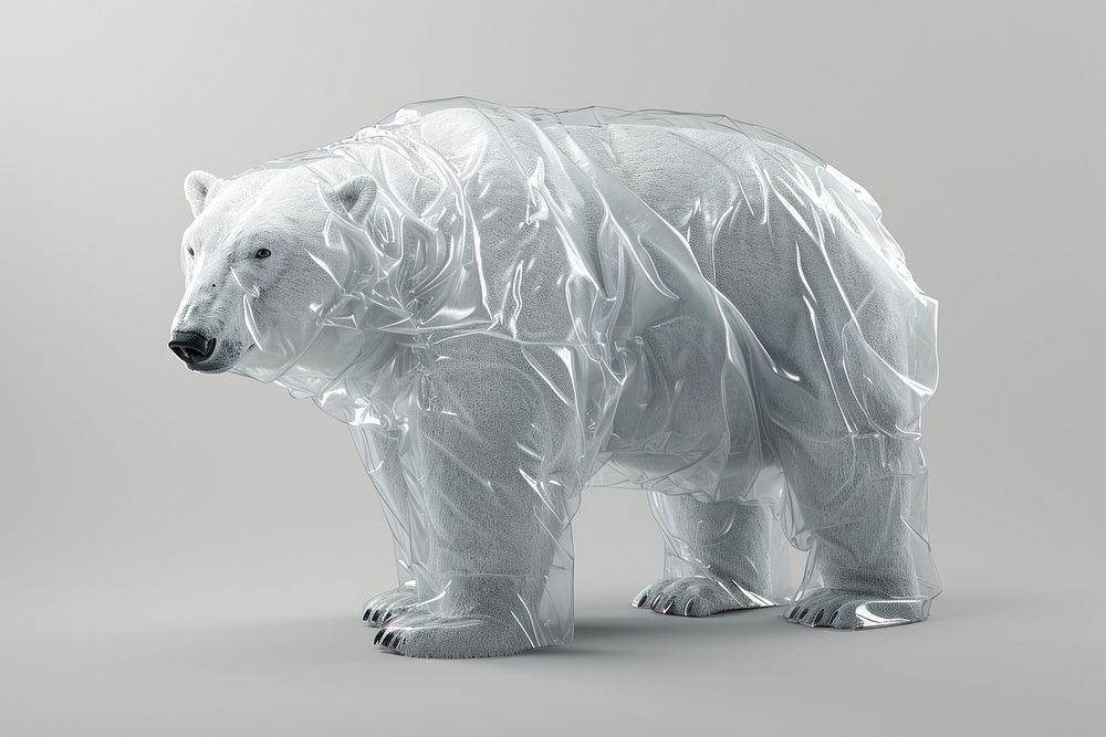 Plastic wrapping over a polarbear wildlife mammal animal.