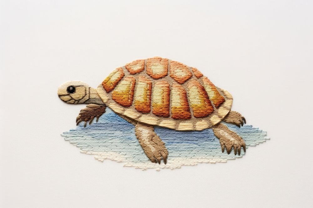 Embroidery of turtle reptile animal wildlife.