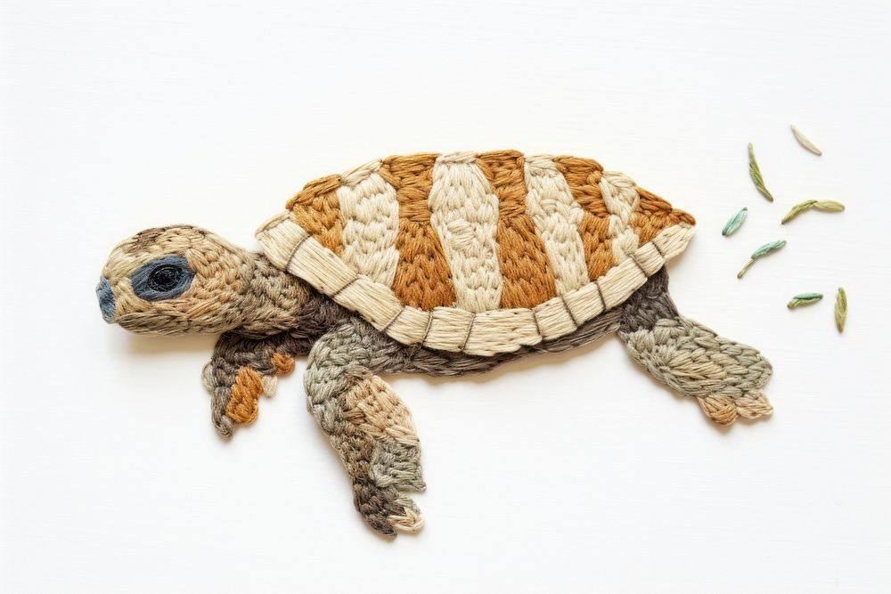 Embroidery of turtle reptile animal wildlife.
