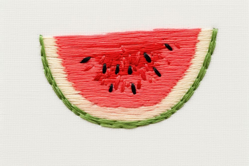 Embroidery of Watermelon watermelon fruit plant.