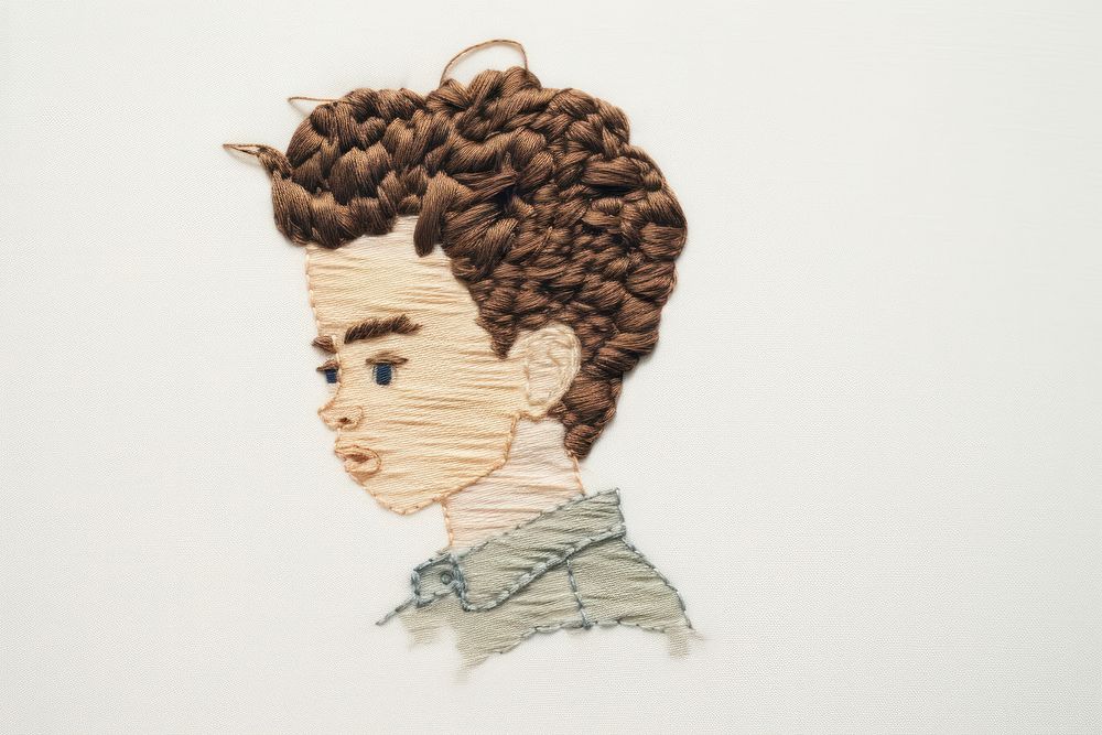 Embroidery of Boy drawing sketch art.