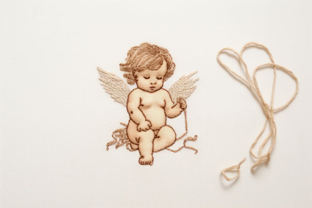 Embroidery of cherub angel representation accessories.