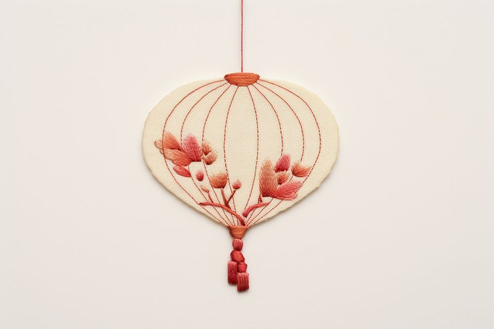 Embroidery of chinese lantern pattern locket art.
