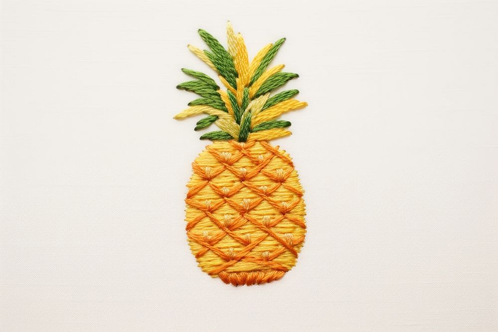 Embroidery of cute pineapple fruit plant food.