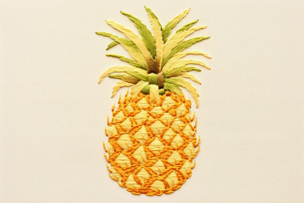 Embroidery of cute pineapple fruit plant food.