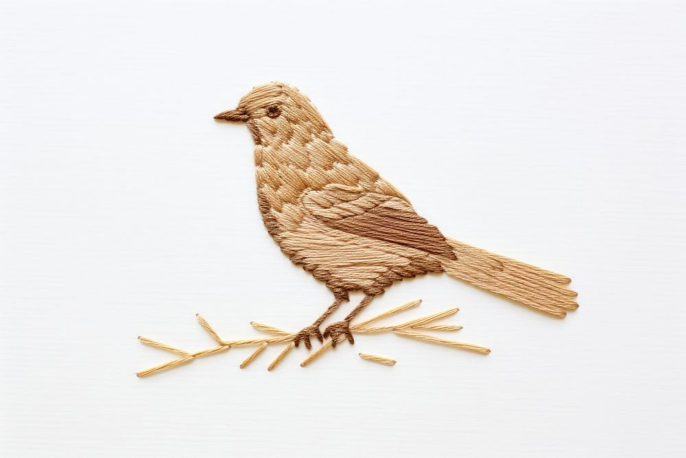 Embroidery of dove sparrow animal bird.