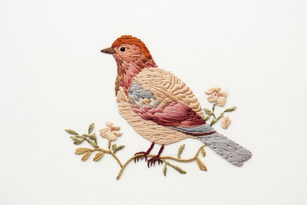 Embroidery of dove pattern animal stitch.