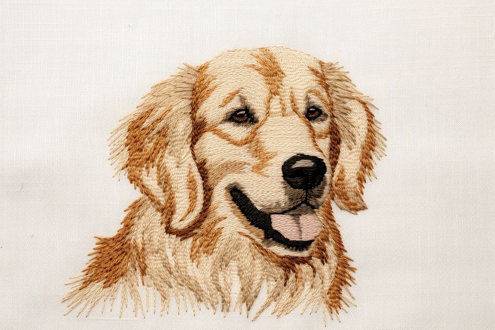 Embroidery of golden retriever animal mammal dog.
