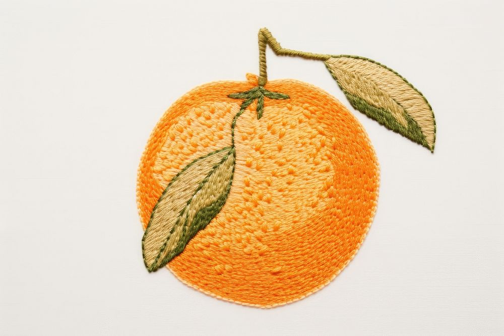 Embroidery of orange fruit grapefruit plant food.