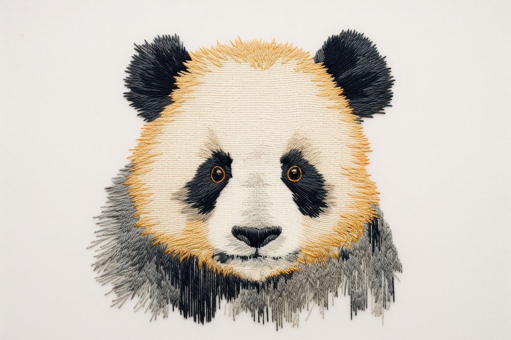 Embroidery of panda mammal animal bear.
