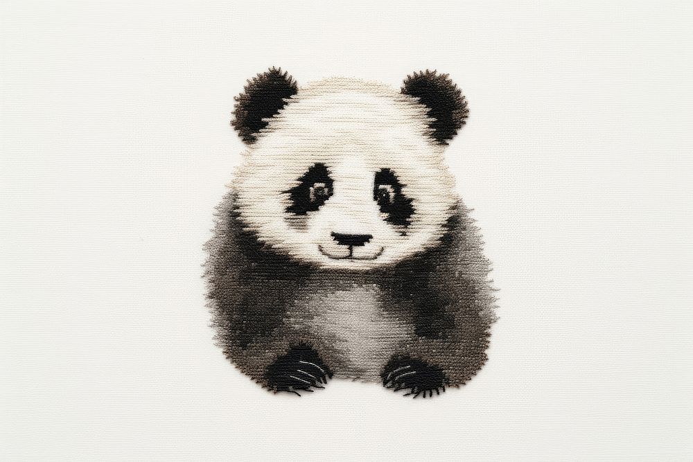 Embroidery of panda wildlife animal mammal.