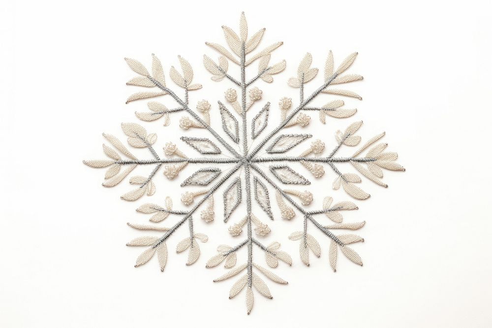 Embroidery of snowflake white leaf celebration.