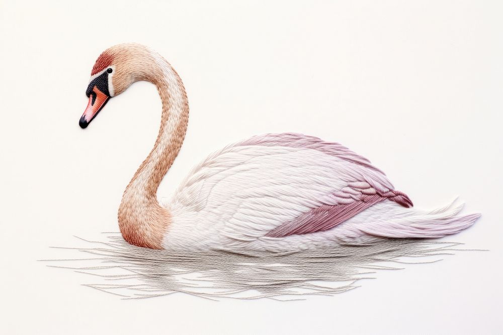 Embroidery of swan animal bird flamingo.
