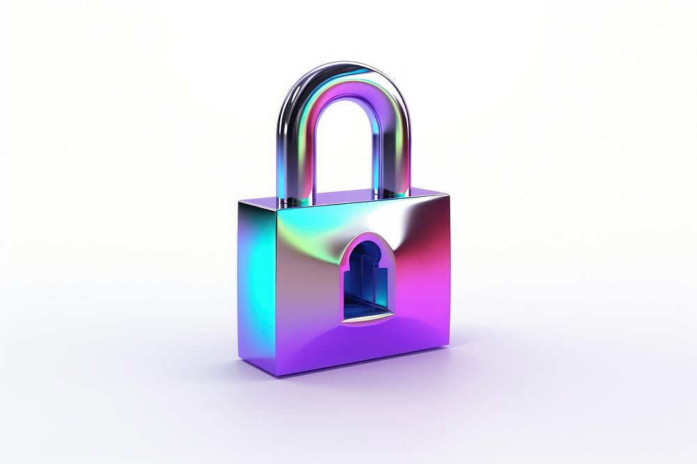Lock icon iridescent white background protection cosmetics.