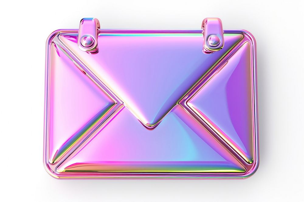Mail icon iridescent handbag white background accessories.