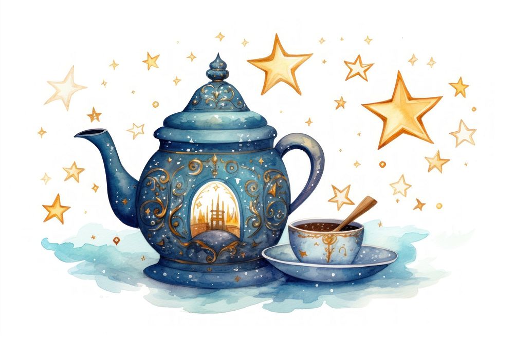 Eid Mubarak aesthetic teapot cup mug. AI generated Image by rawpixel.