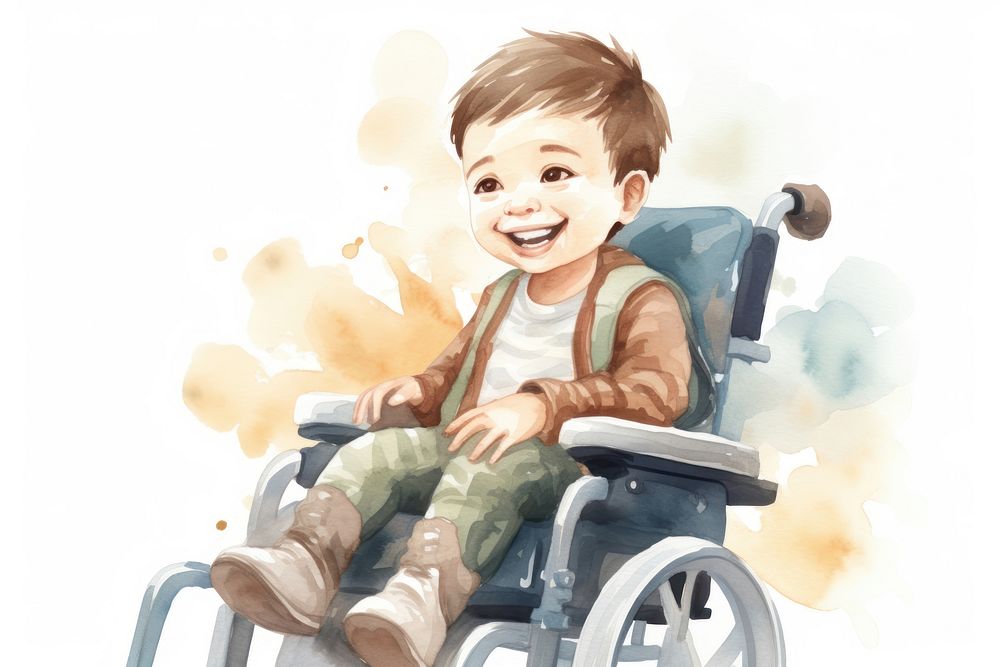 Wheelchair portrait smiling sitting. AI generated Image by rawpixel.