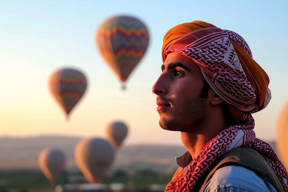 Young Middle eastern man portrait balloon adult.