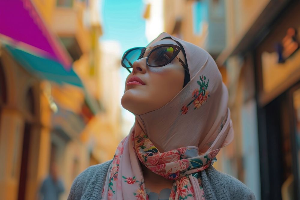 Young Saudi Arabian travel woman sunglasses outdoors adult.