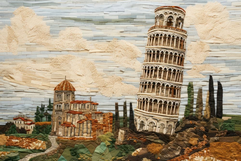 The leaning tower of pisa architecture building painting.