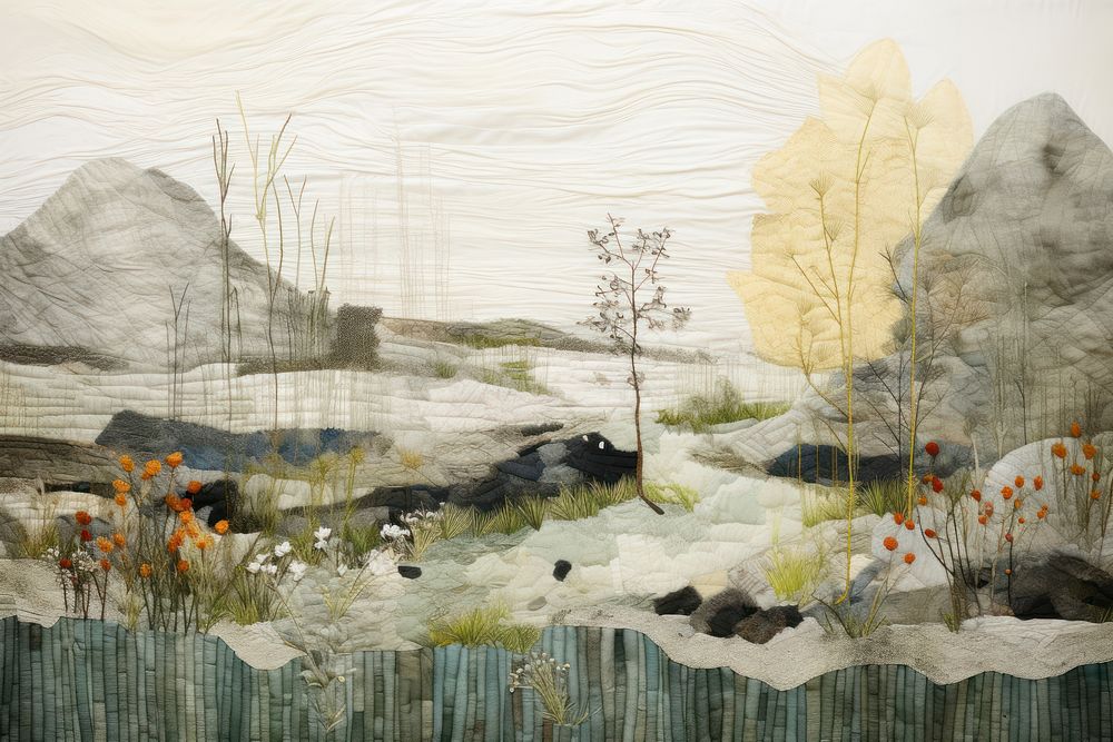 A pond landscape painting art.