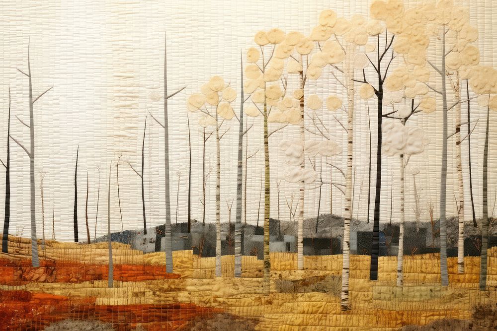 Autumn forest landscape painting art.