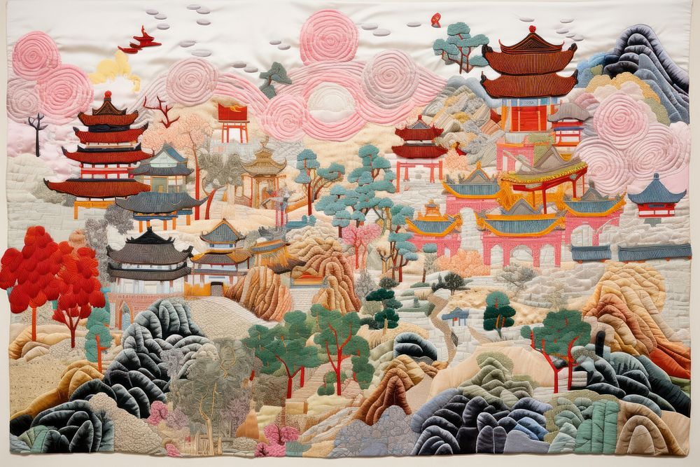Chinese forbidden palace embroidery tapestry pattern.