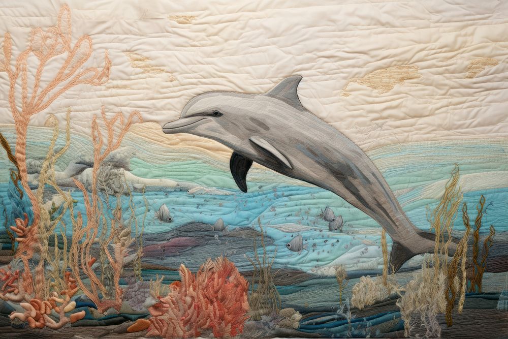 Dolphin in the ocean painting animal mammal.