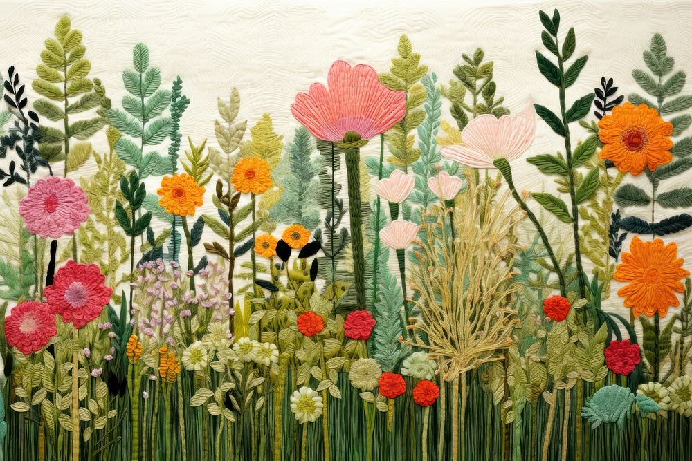 Flower forest needlework embroidery painting.