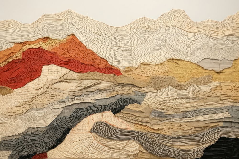 Hills landscape textile art.