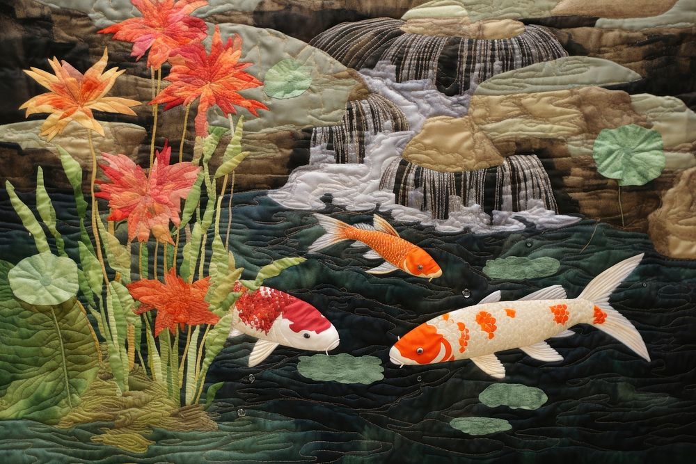 Koi pond animal quilt fish.